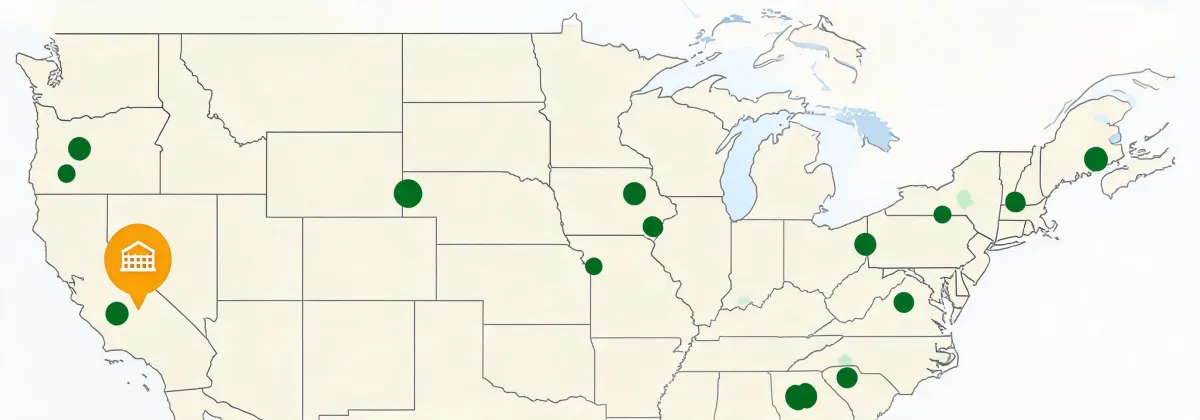 Map illustration of Boise Cascade North American mill network